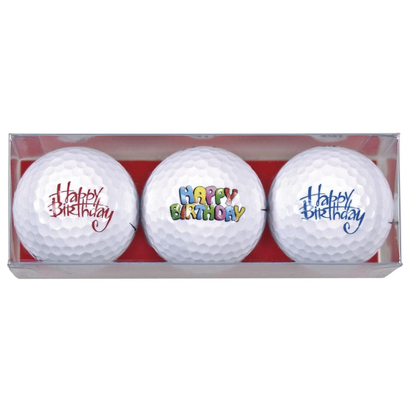 Sportiques 3 Golfbälle Happy Birthday - Golfgeschenk - verschiedene Motive