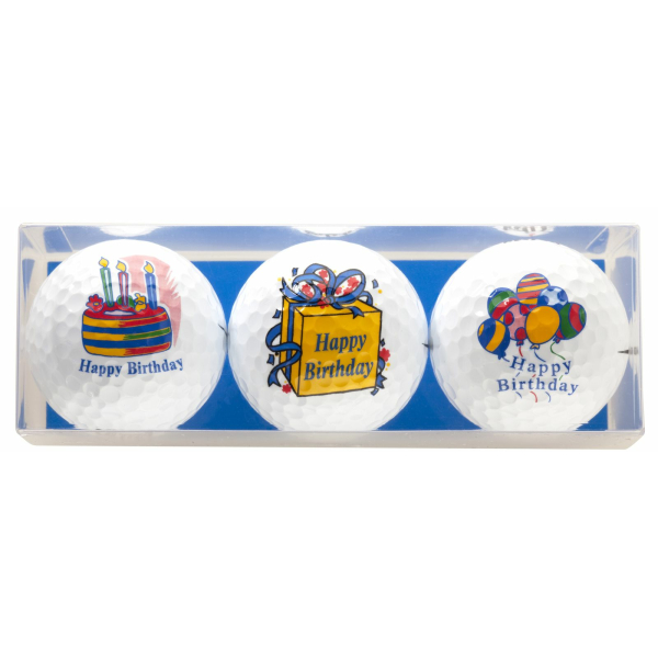 Sportiques 3 Golfbälle Happy Birthday - Golfgeschenk - verschiedene Motive