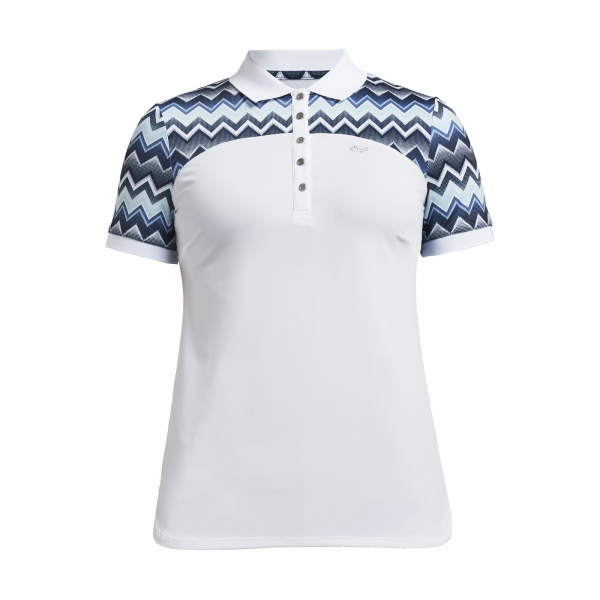 Röhnisch Element Block Poloshirt Golfbekleidung Damen Zigzag Blue M