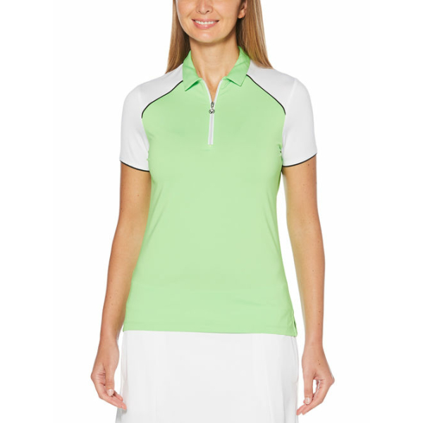 Callaway Damen Ss 1/4 Zip Color Blo Poloshirt, Grün (Verde 354), XX-Large