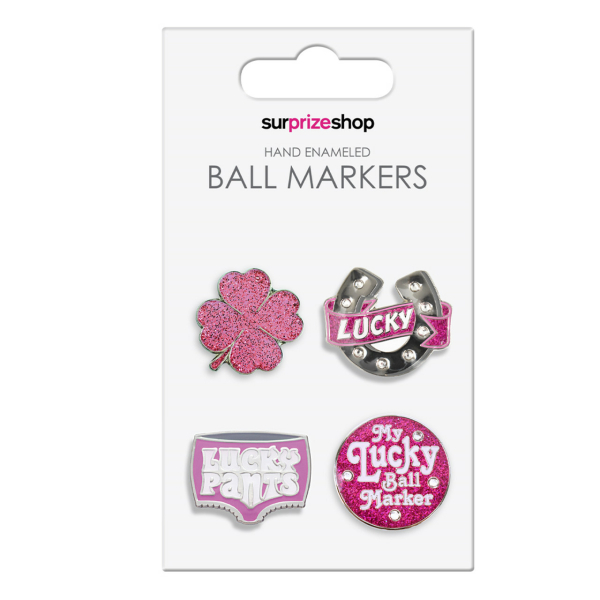 Ladies Good Luck Golf Ball Marker Set- Pink