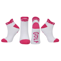 2 Pair Pack Of Pink And White Ladies Golf Socks