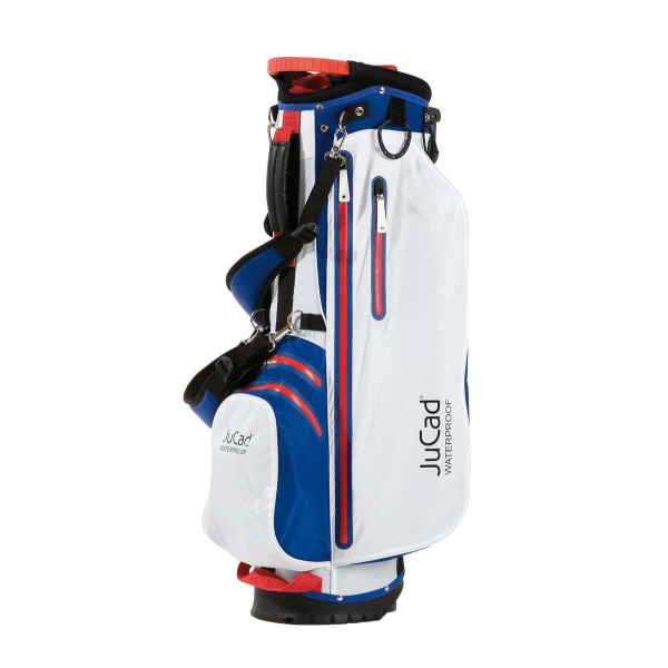 JuCad Bag 2 in 1 Waterproof I Wasserdicht I Tragebag I Cartbag I Golf I Tasche I Farbe Blau-wei&szlig;-Rot